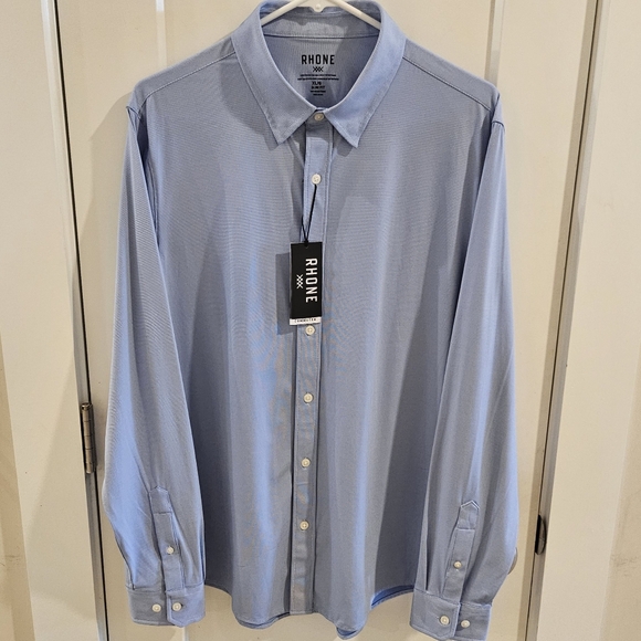 NWT Rhone Commuter Performance Button Down Shirt - Light Blue - Size XL Slim-Fit - Picture 1 of 12